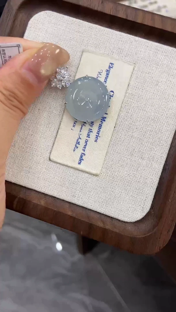银S925镶嵌挂件翡翠吊坠