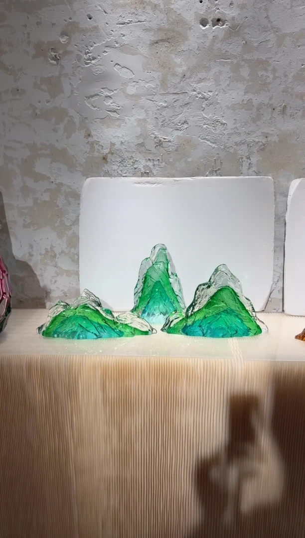 摆件璨石美学翡翠山一组艺术摆件