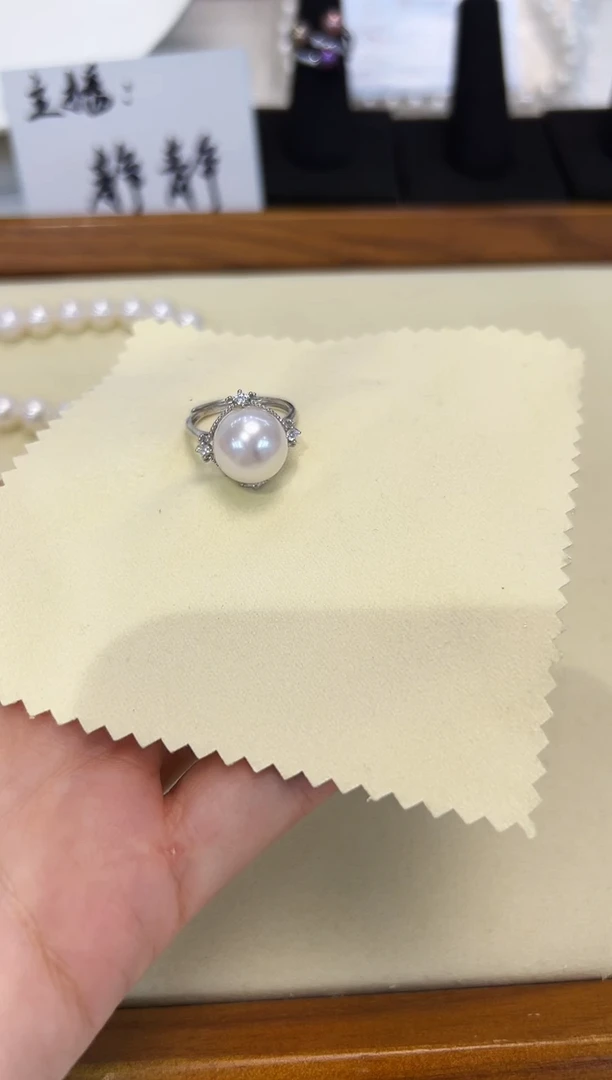 银S925镶嵌戒指淡水珍珠11淡水无核