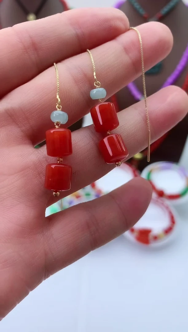 【闪购商品】翡翠耳饰14K金镶嵌R121耳线