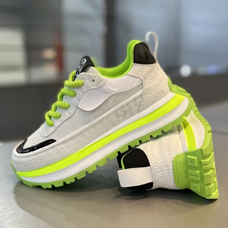 新款欧洲站男鞋厚底透气时尚拼色夏季增高休闲运动低帮鞋子鞋子男