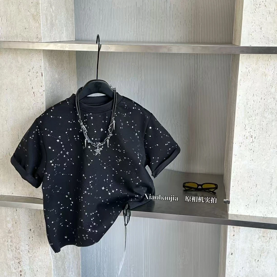 男童星星印花短袖夏季薄款2025小宝家新款街舞时尚薄款潮酷恤百搭