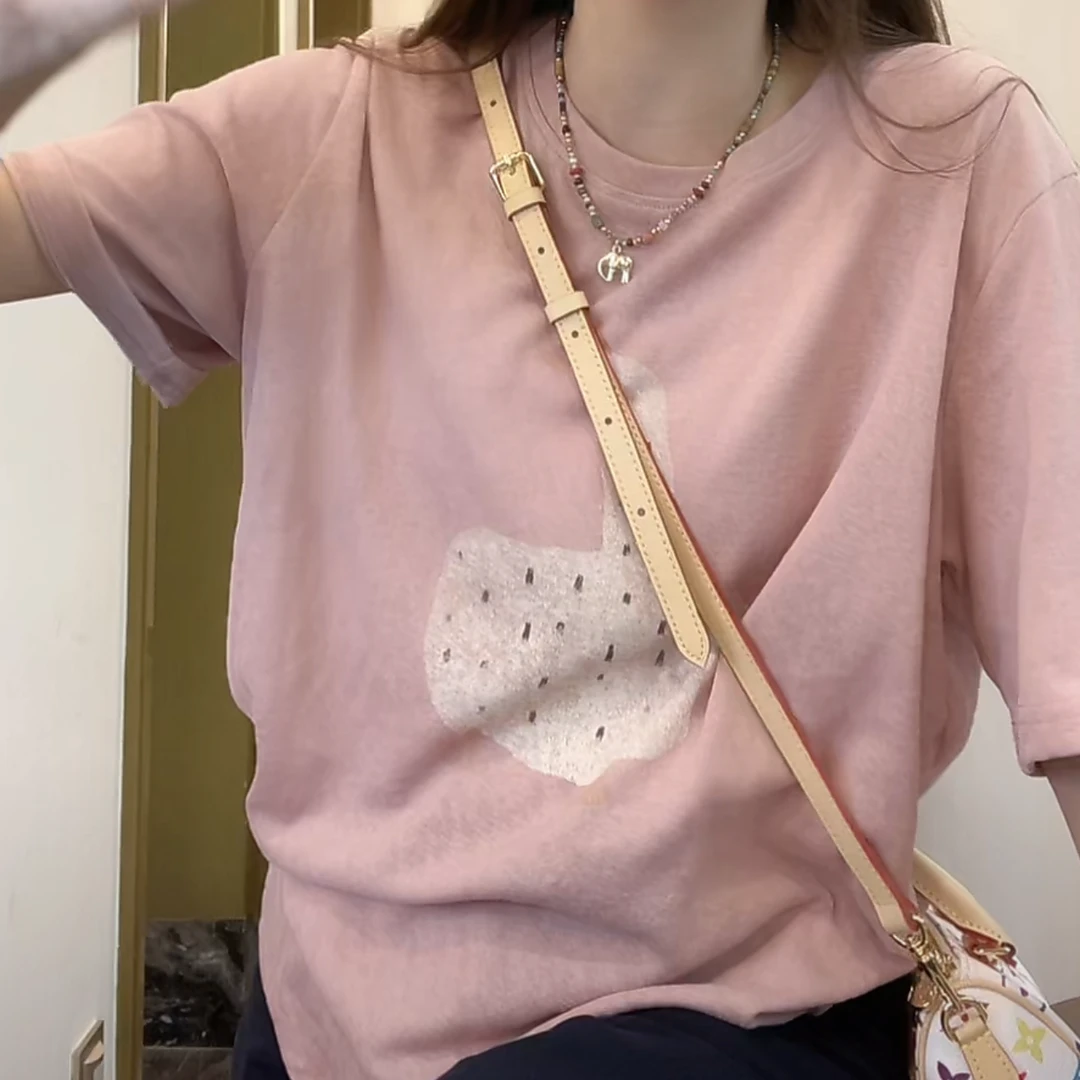 韩版设计感休闲大鹅显瘦短袖T恤女2025夏季新款百搭时尚减龄上衣