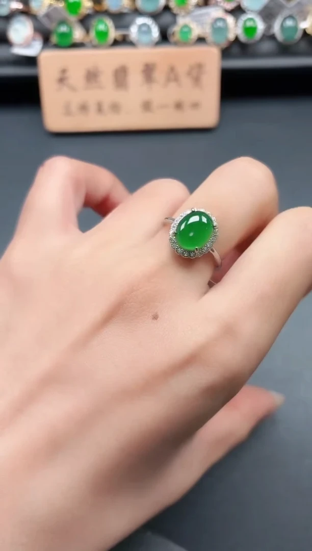 银S925镶嵌戒指翡翠111