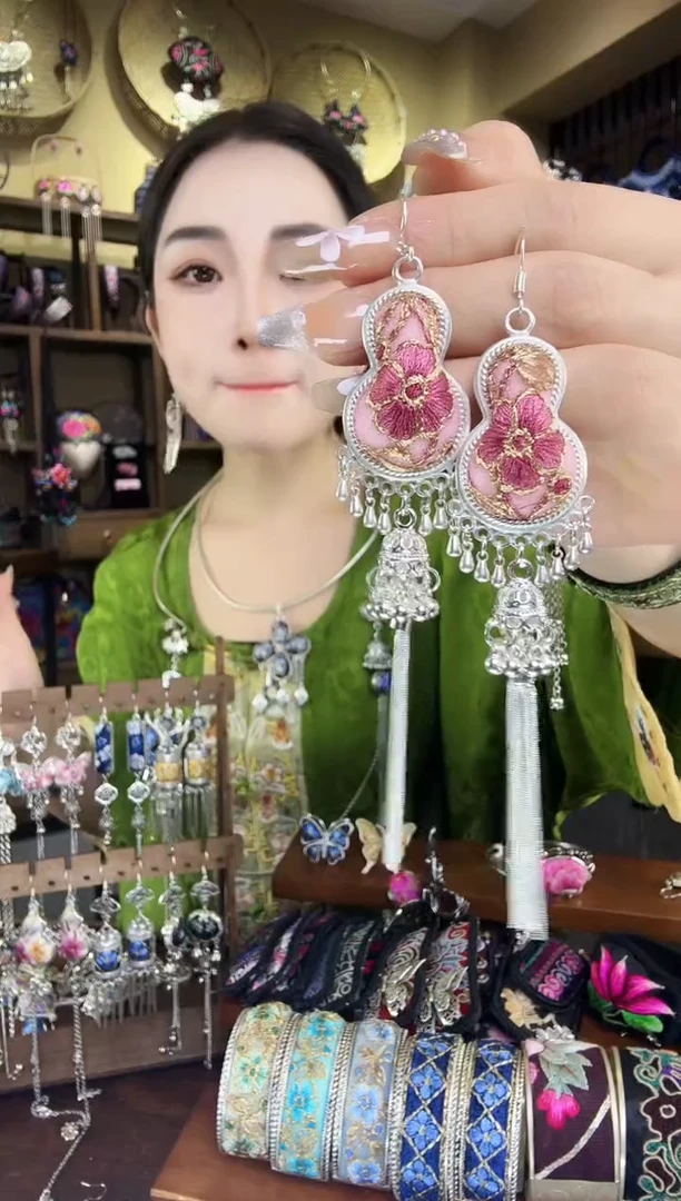 刺绣非遗刺绣民族风耳环