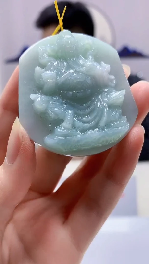 【闪购商品】定制翡翠未镶嵌5153zm-毛货挂件赵公明75