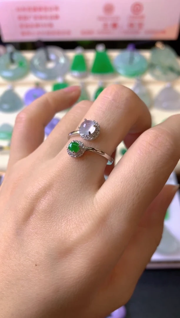 银S925镶嵌戒指翡翠我***在戒指