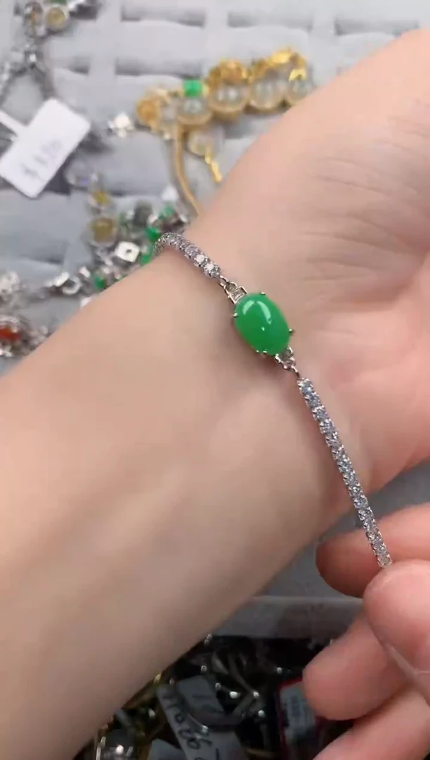 银S925镶嵌戒指翡翠12  4