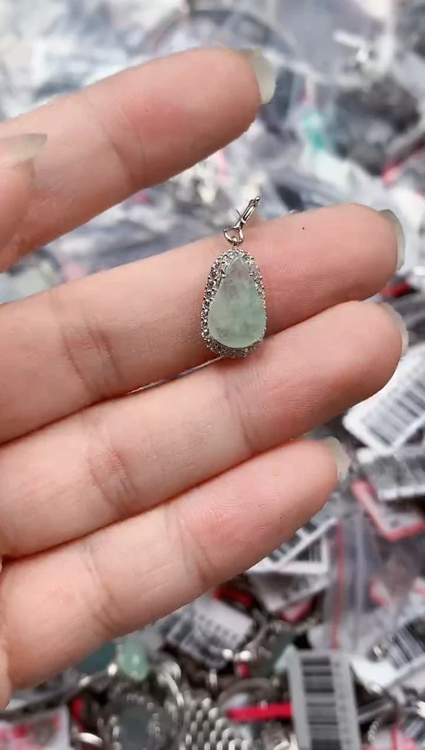 银S925镶嵌戒指翡翠天然A货缅甸翡翠