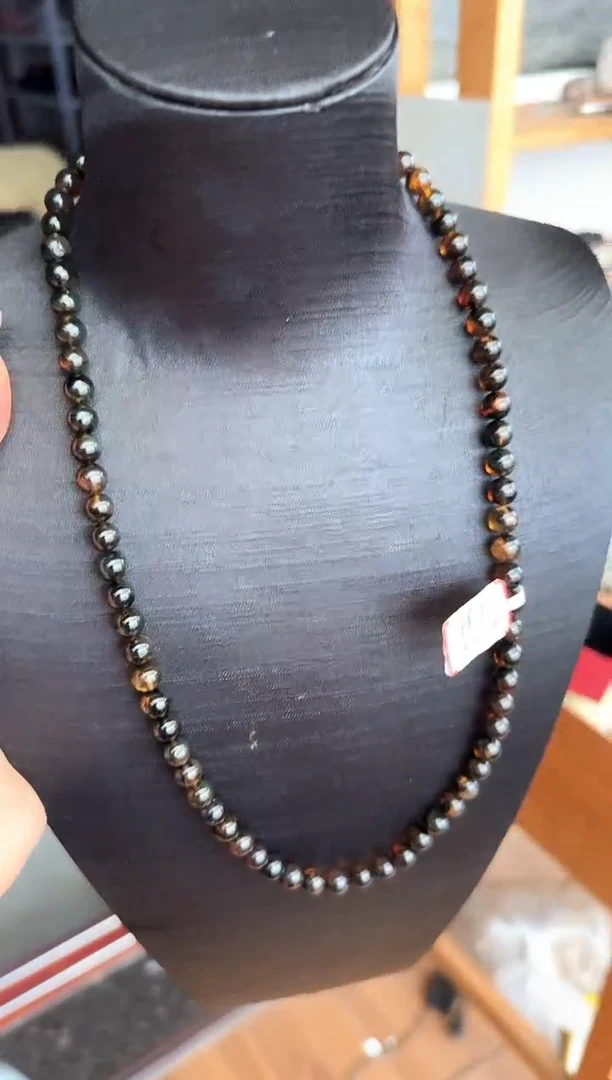 琥珀颈饰未镶嵌#37缅甸琥珀翁珀妈妈链7mm