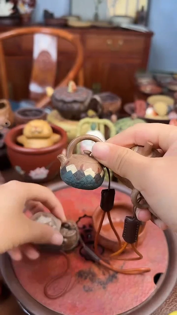 紫砂茶宠一*把把壶提梁