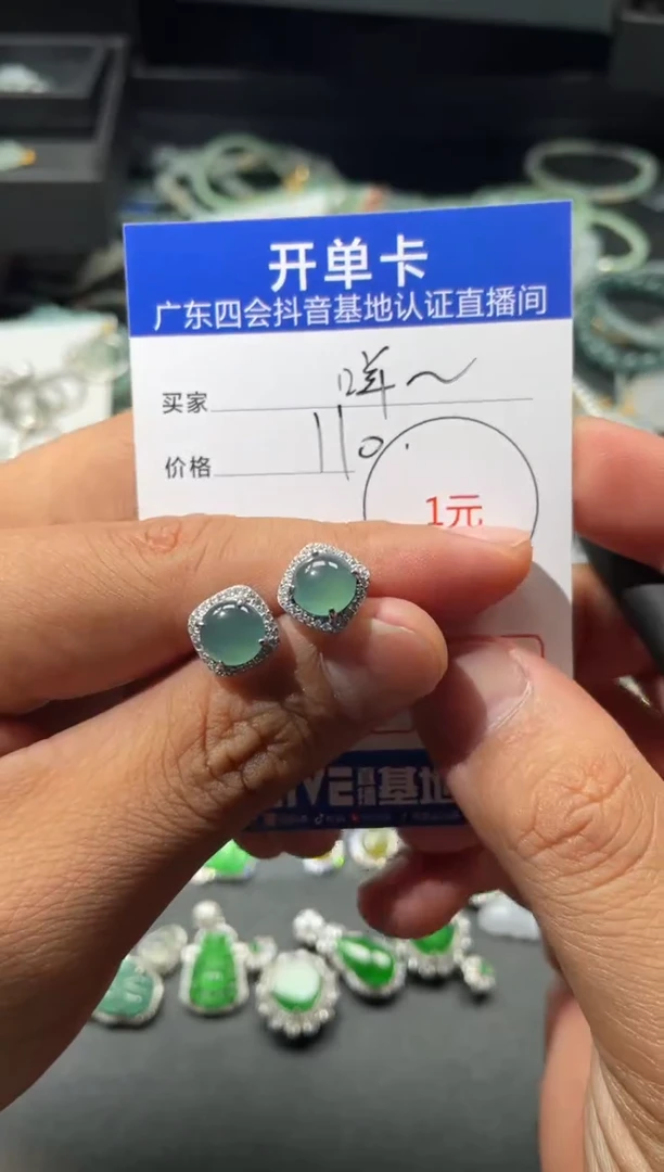 翡翠未镶嵌颈饰耳钉