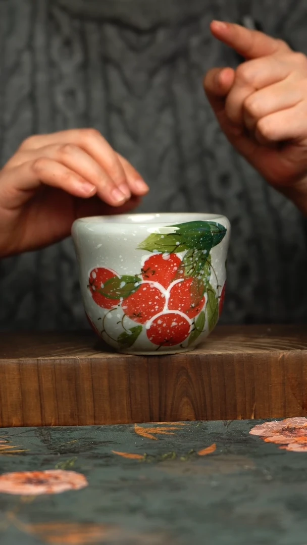 杯釉下彩手工手绘同款陶器