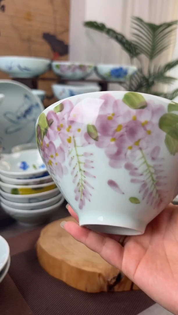 明舟大暇福利紫藤花6寸锥子碗（单只装）