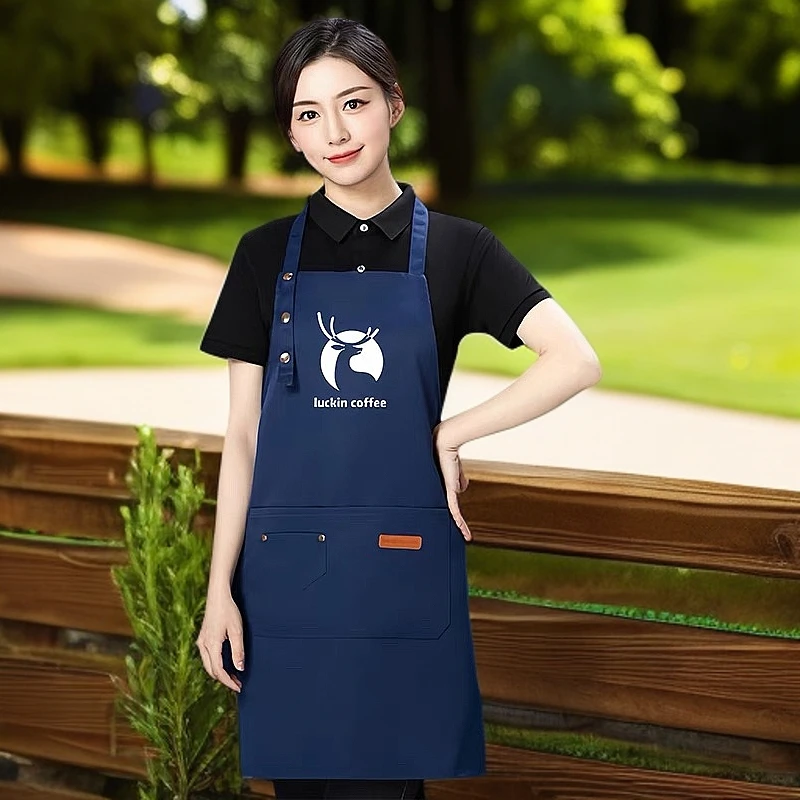 上班围裙背带食堂专用工作男韦耐磨咖啡烘焙耐磨韩版订制logo印字