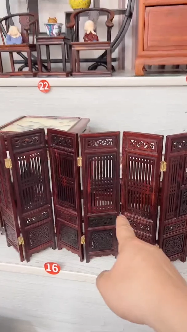 【闪购商品】微凹黄檀（南美大红酸枝）六页屏风