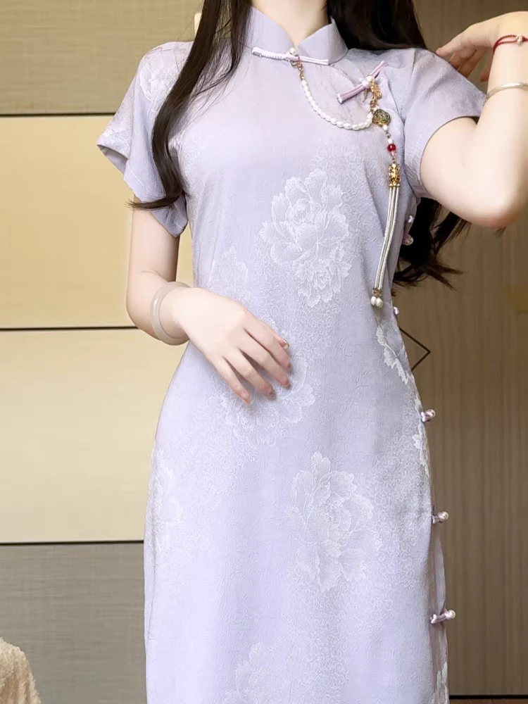 （诗音）长度125单层古法全开襟透气轻薄旗袍复古文艺显瘦少女气质