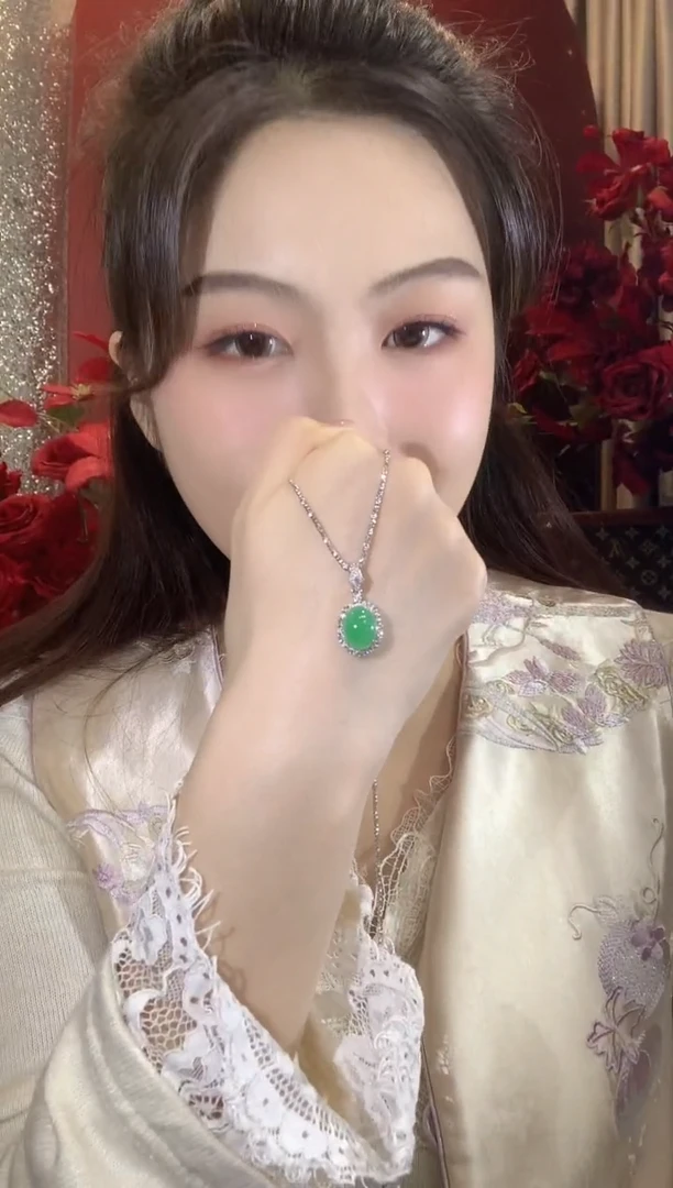 吊坠(不含链)18K金镶嵌翡翠C13翡翠