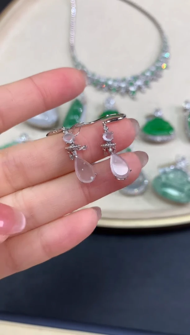 18K金镶嵌翡翠耳饰A108|4980