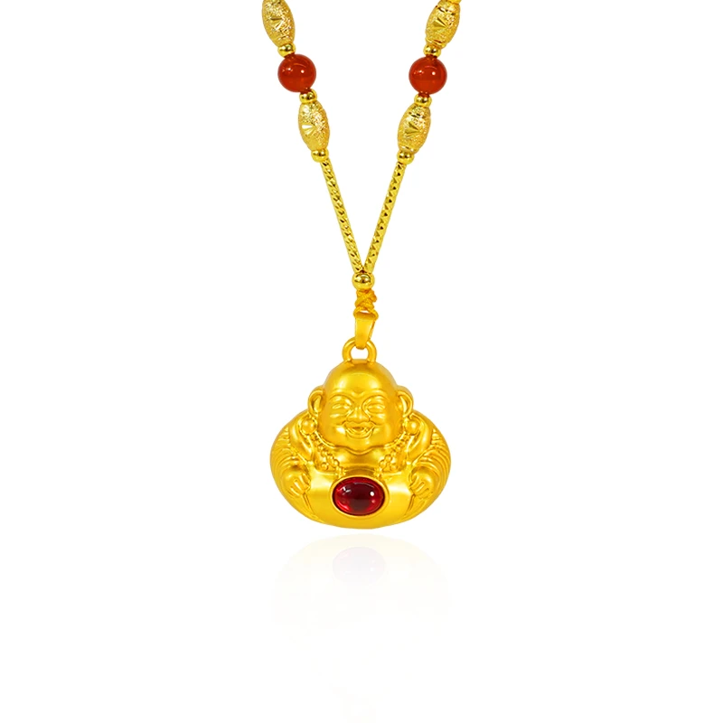 【云总甄选】弥勒笑脸佛培育红宝石合金镶嵌吊坠赠链【ZDZ461】
