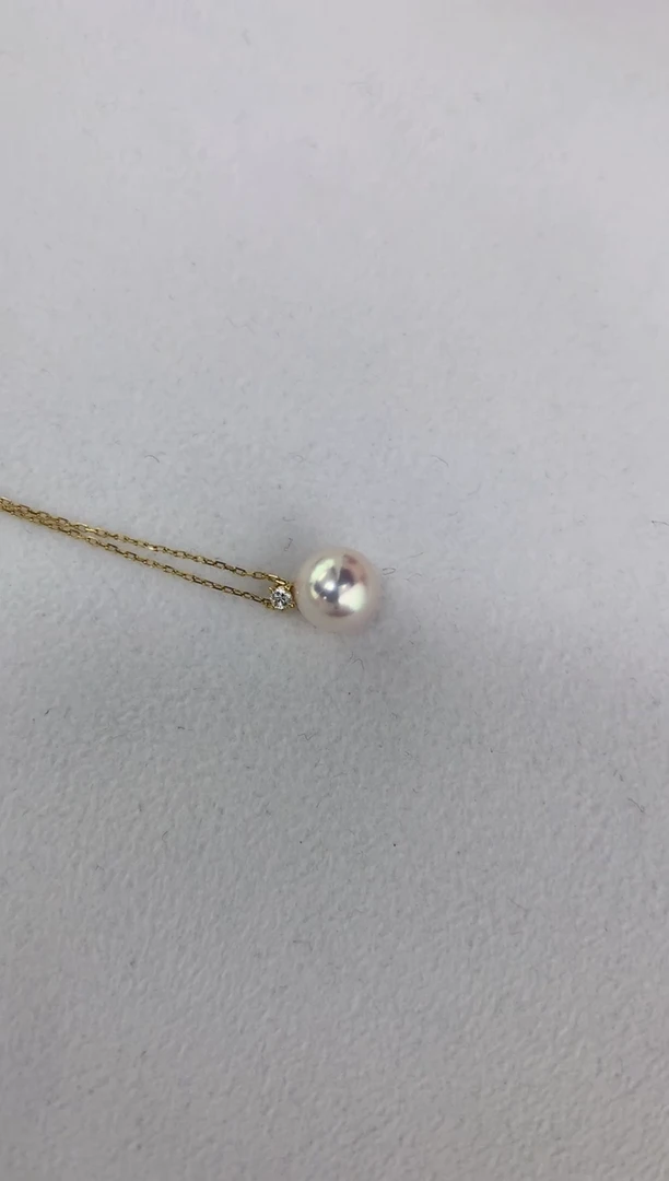 海水珍珠18K金镶嵌颈饰王妃吊坠8.5-9（赠送银链子