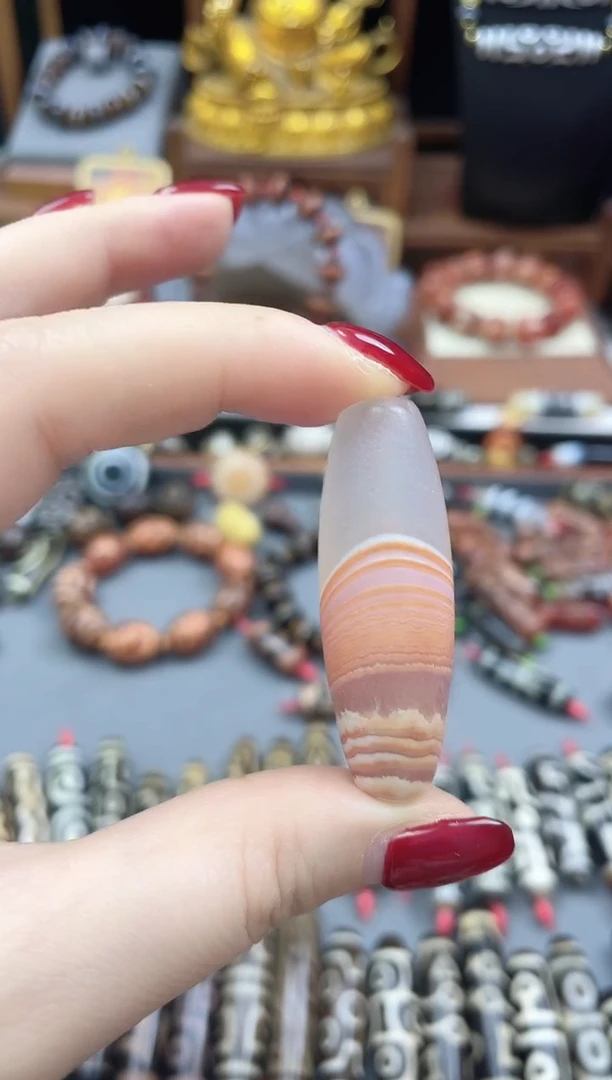 未镶嵌珠珠玛瑙/玉髓金蟾粉肉桶珠