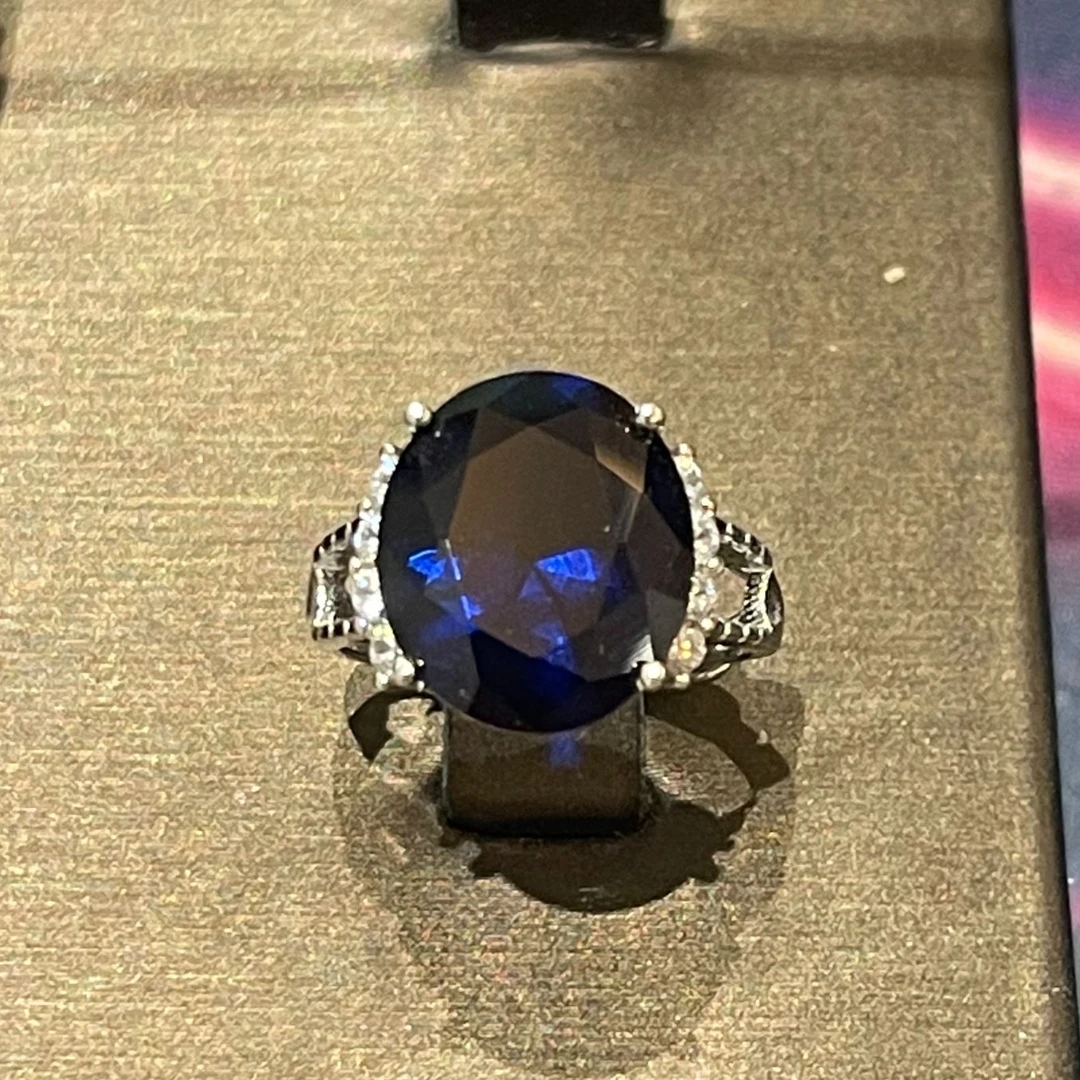 925银戒指  S925银戒指 大克拉重工 精切高品质 蓝色精品戒指