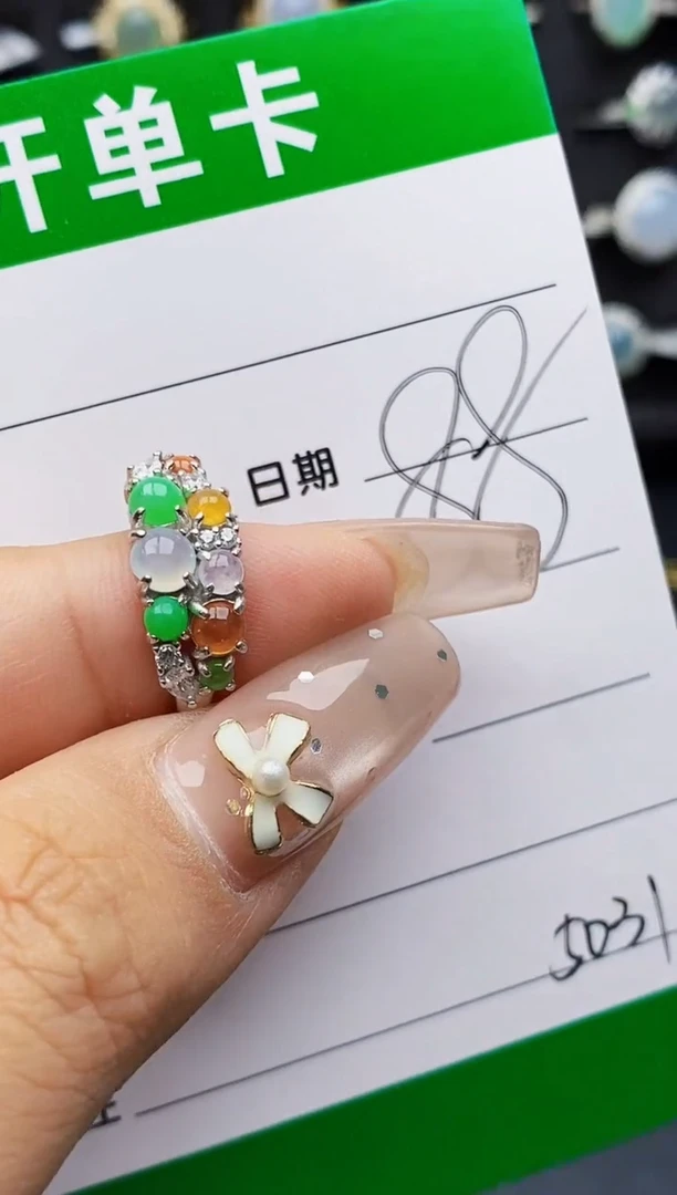 翡翠戒指银S925镶嵌5031
