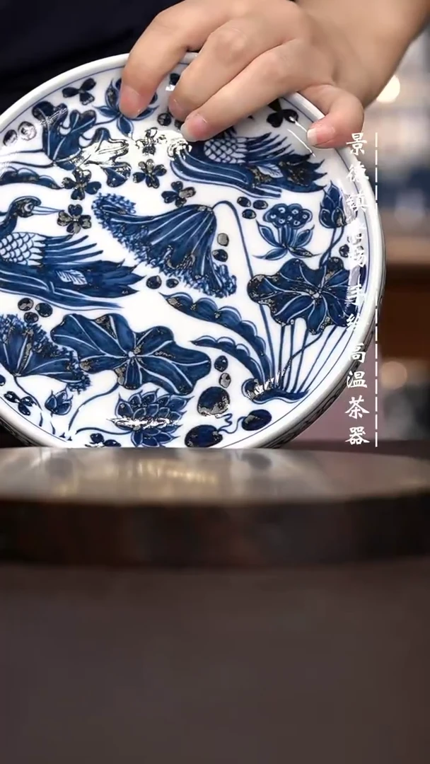 现代瓷全手绘茶具坡边