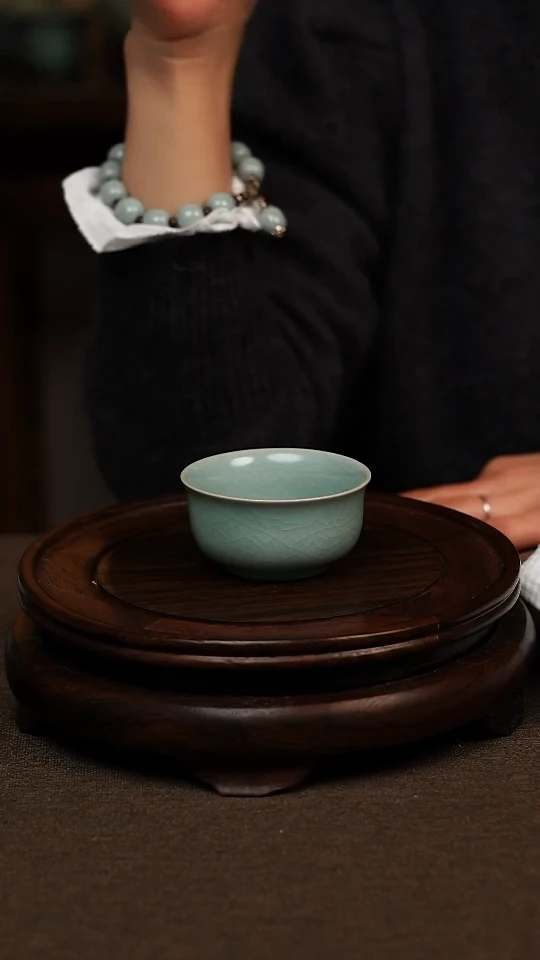 瓷片仿古天青天际杯60ml 微瑕 不带礼盒