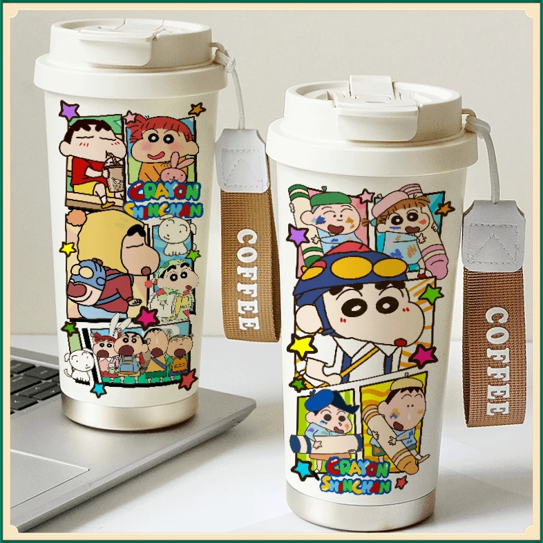 卡通动漫蜡笔小新咖啡杯ZJYY可爱网红风潮流双饮吸管水杯大【登鼎】