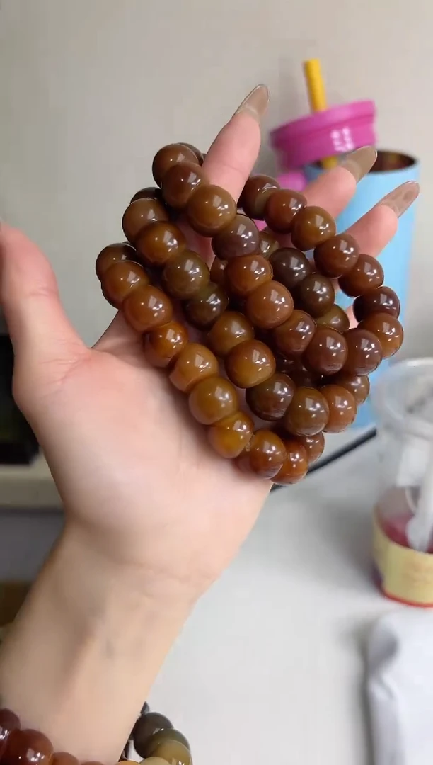 手串菩提根/象牙果糖炒栗子色玉化蒜瓣大肠15mm手串随机（现穿）