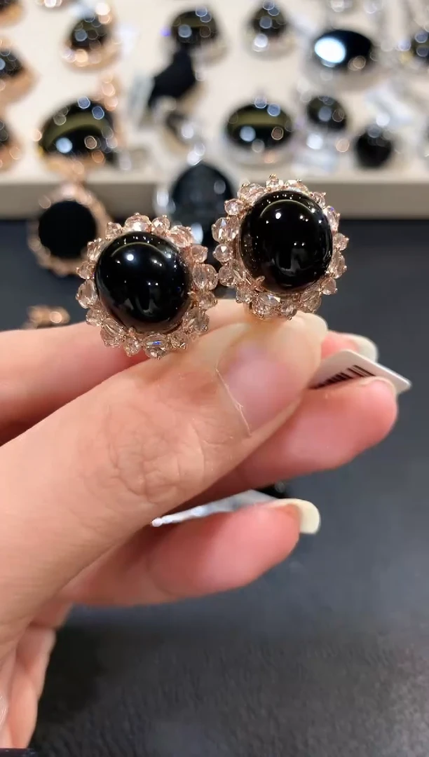 翡翠18K金镶嵌耳饰n142