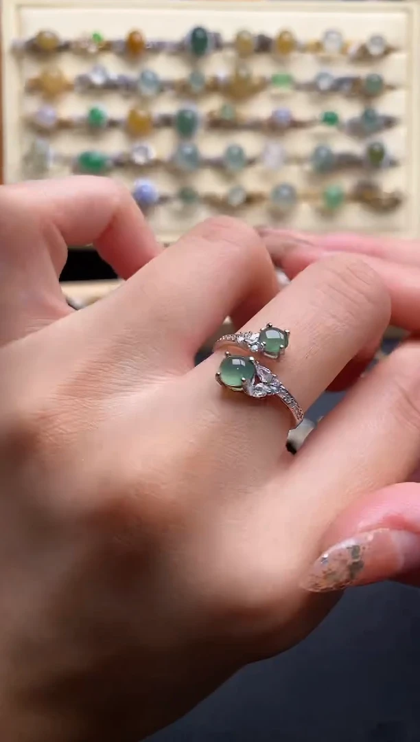 银S925镶嵌戒指翡翠5555555+10