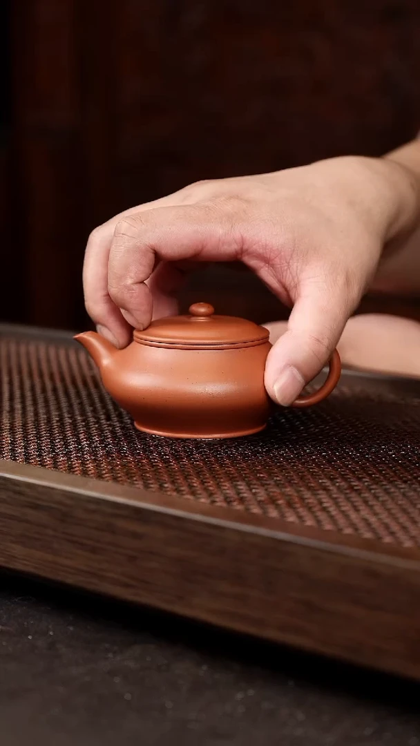 茶壶紫砂大红泥虚扁