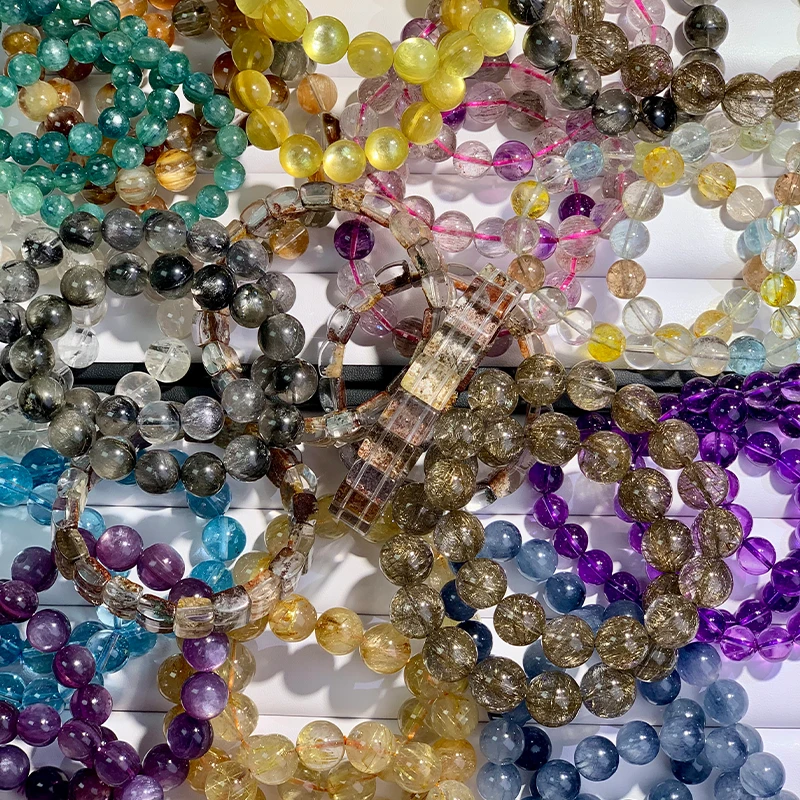 【直播间专拍】天然水晶手串素圈DIY三圈多样性发货