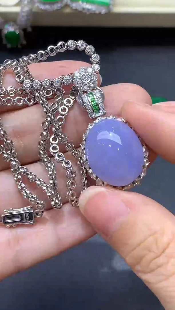 颈饰18K金镶嵌翡翠756-中国好珍宝