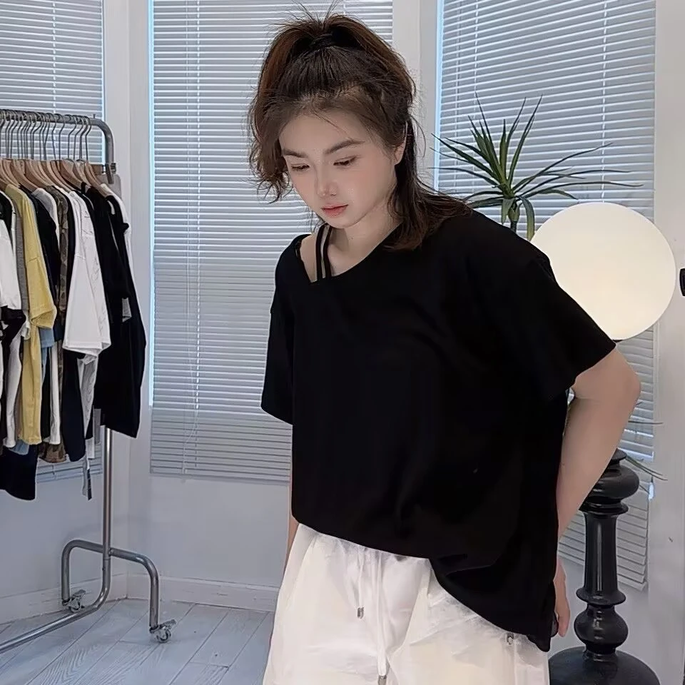 [念念][A001-A700] 夏女装显瘦百搭宽松短袖休闲灰色T恤 深色掉毛