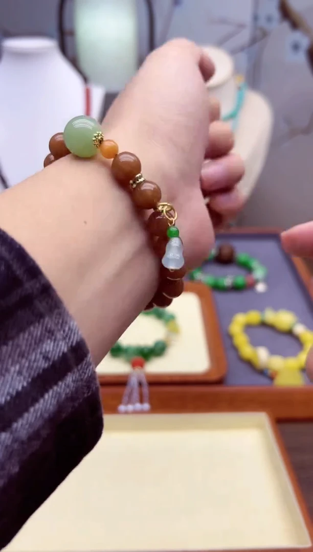 【闪购商品】和田玉手链14K金镶嵌S500