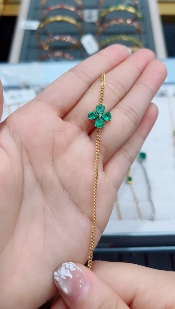 【闪购商品】祖母绿手链18K金镶嵌.