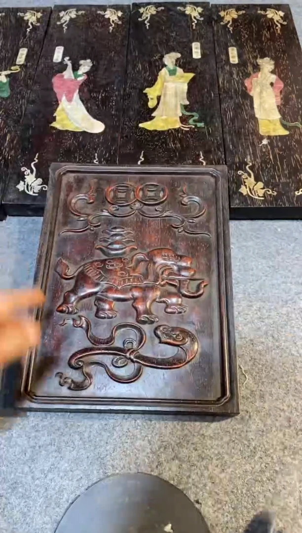香榧木紫檀拆件雕刻板以直播间实物为准微瑕老物件