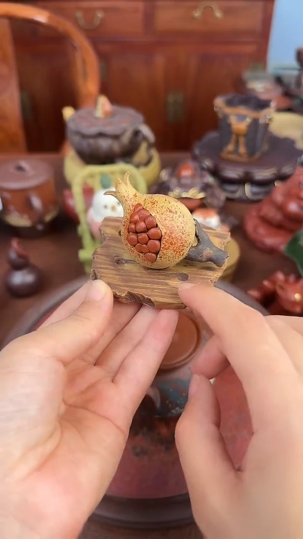 紫砂茶宠紫砂石榴摆件