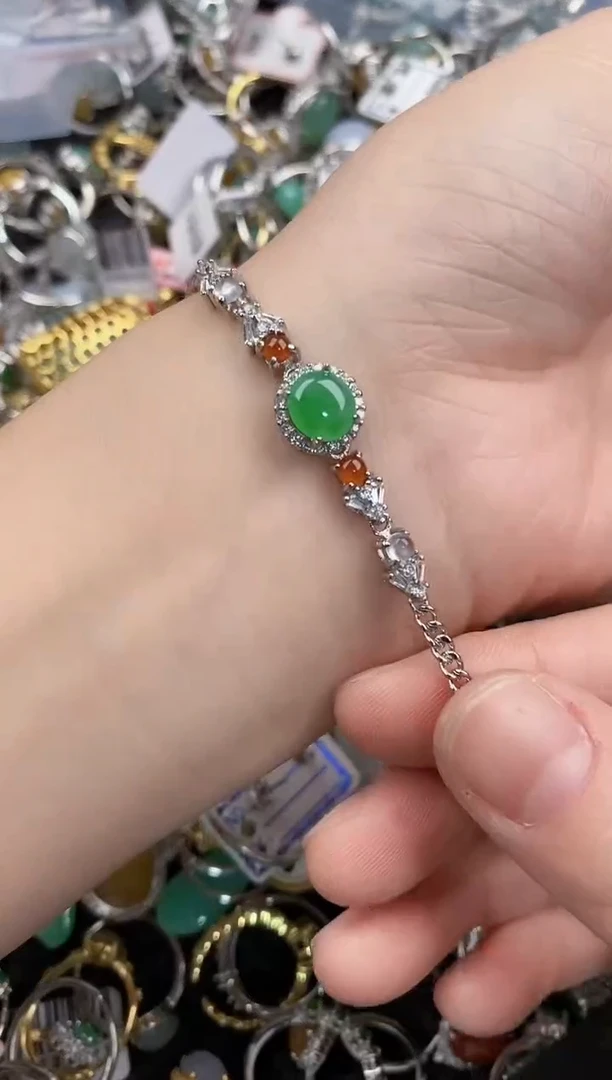 银S925镶嵌戒指翡翠222           2