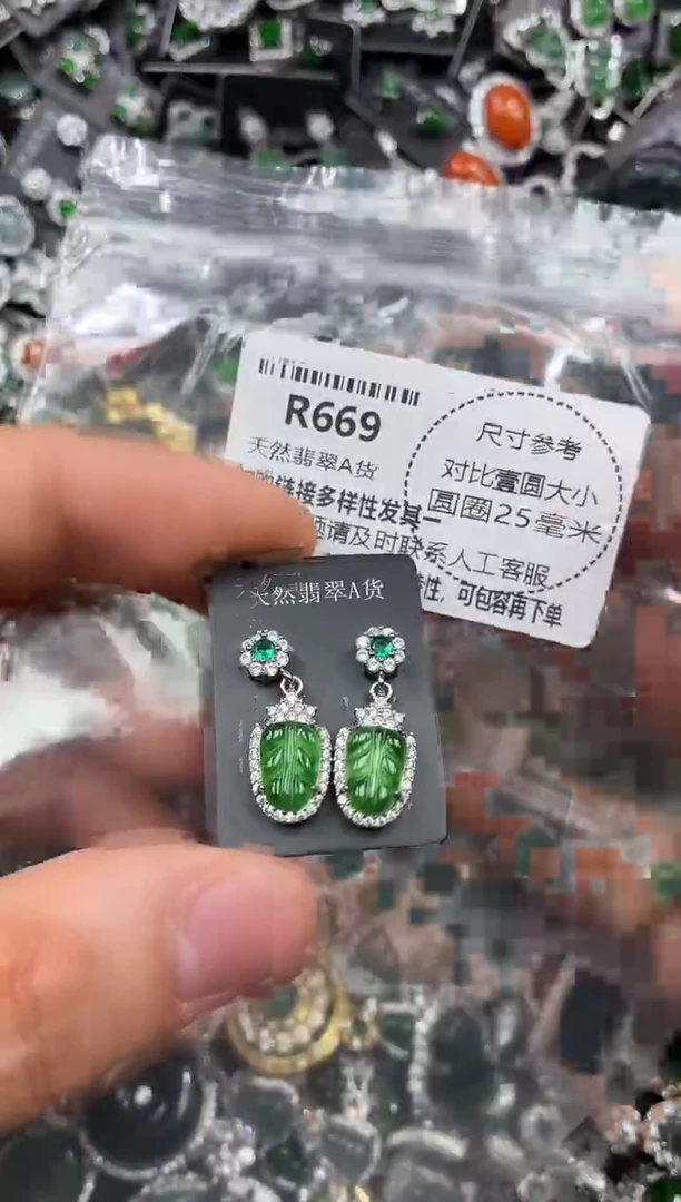 颈饰未镶嵌翡翠R669耳钉