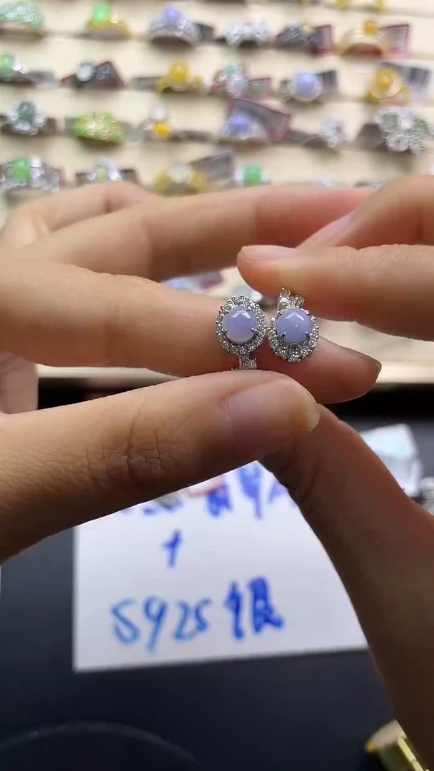 银S925镶嵌戒指翡翠翡翠 蛋面 银S925镶嵌