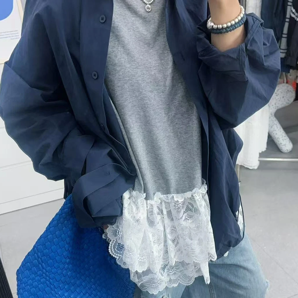 SISTERS女神双层蕾丝背心T【有弹性穿155斤】