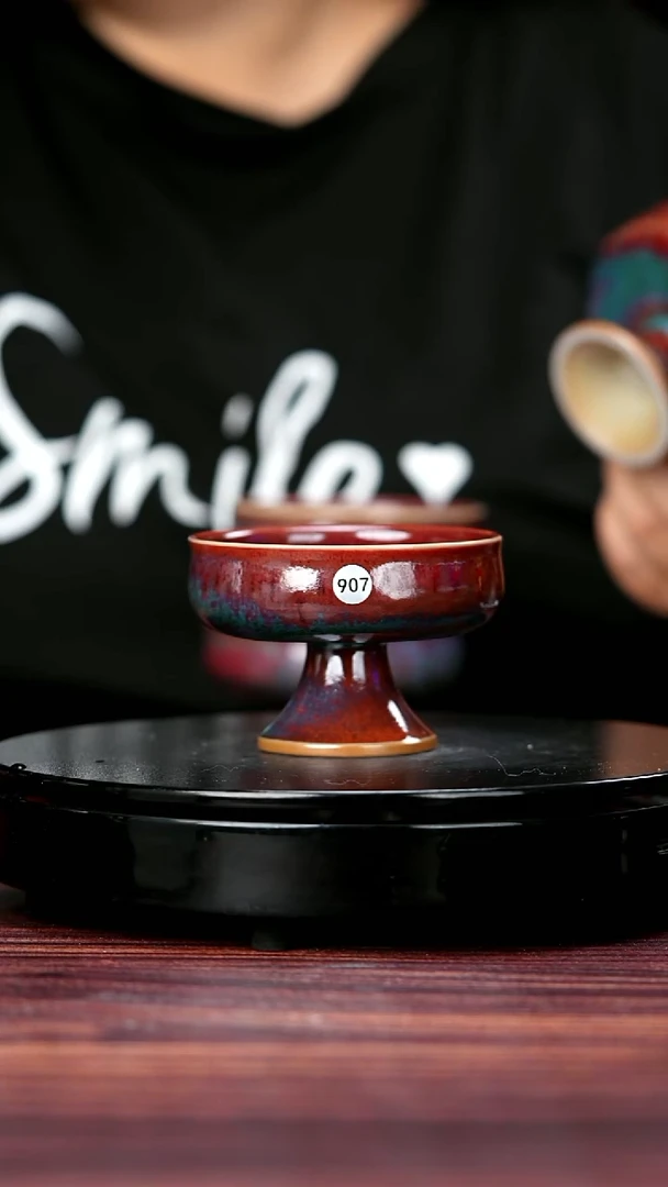 杯子907#李盼龙一级原矿钧瓷高足普洱杯