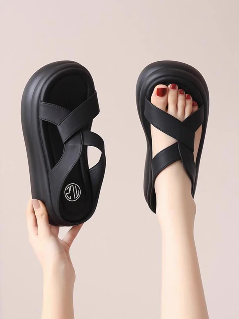 小个子厚底凉拖鞋女外穿夏季新款配裙子沙滩凉鞋23-133