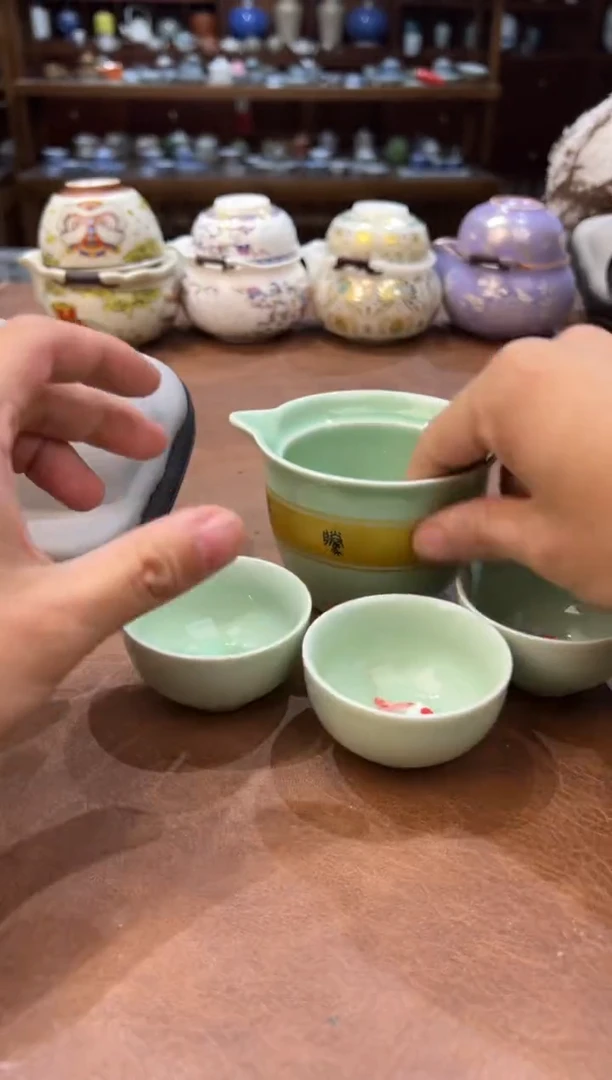 真的很便宜超好看会开片的旅行茶具
