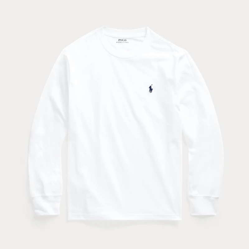 Ralph Lauren/拉夫劳伦纯色Logo刺绣 大童休闲圆领长袖T恤